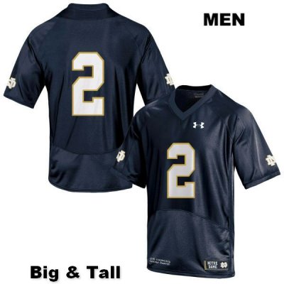 Notre Dame Fighting Irish Men's Jordan Genmark Heath #2 Navy Under Armour No Name Authentic Stitched Big & Tall College NCAA Football Jersey KEC4299QB